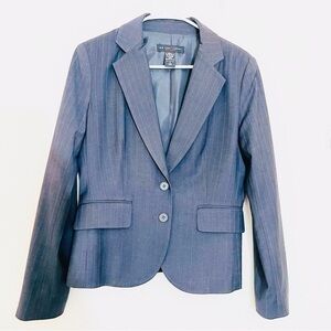 New York & Company Stretch Women Blazer Jacket Size 8 Gray/White